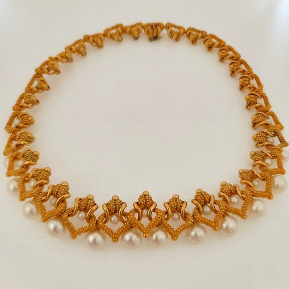 Rare/HTF Vintage Mary McFadden Sterling & Synthetic Pearl "Aeolian" Necklace - Picture 1 of 6